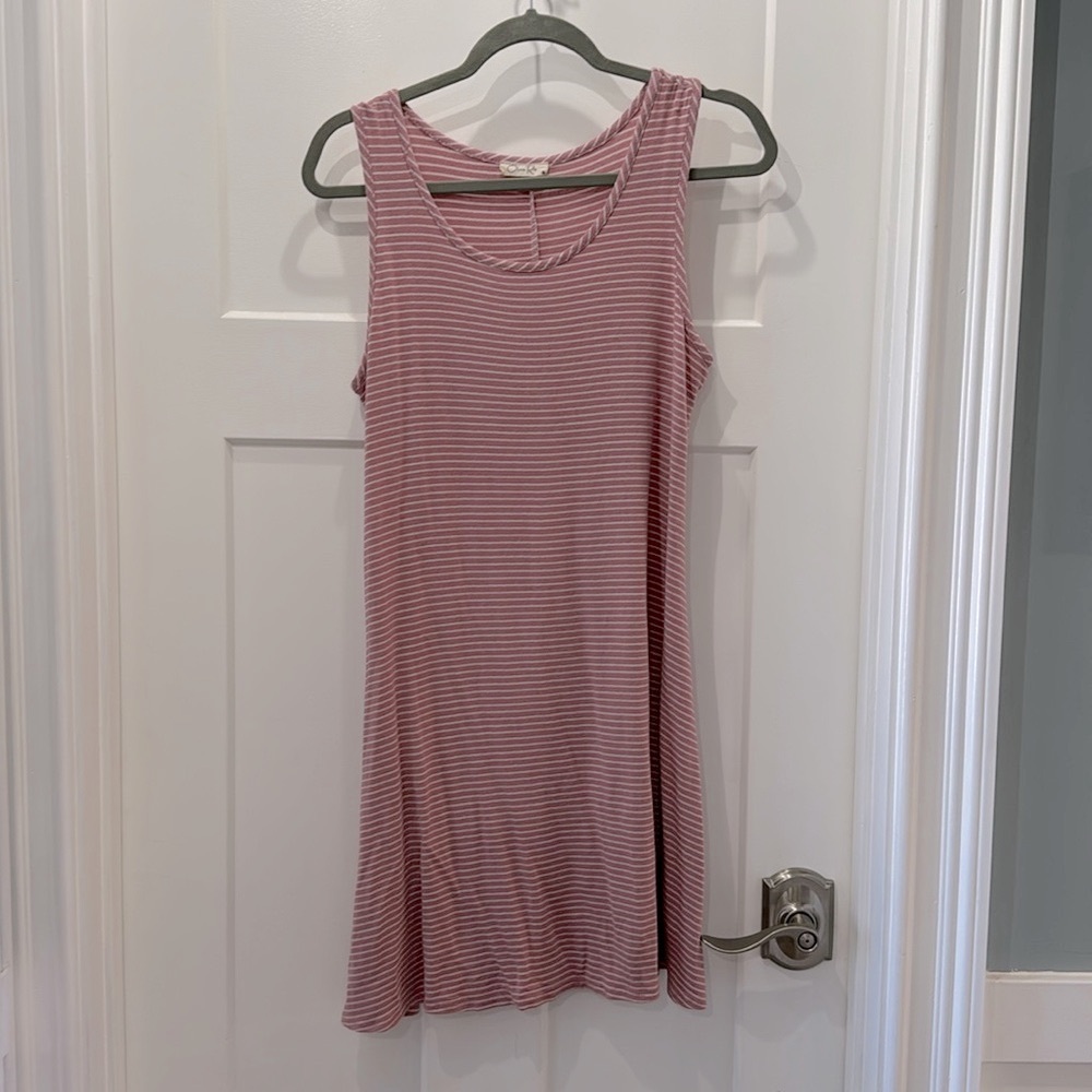 Olivia Rae Women’s Sleeveless Dress Pink With White Stripes